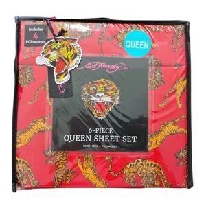 Ed Hardy Vibrant Red Tiger Queen Sheet Set